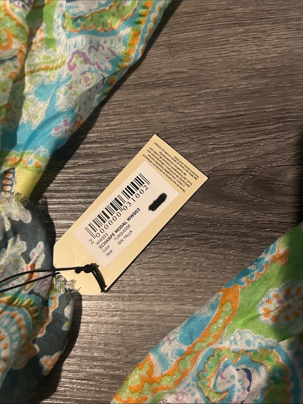 Lightweight Paisley Scarf in Teal & Green - Picture 4 of 5